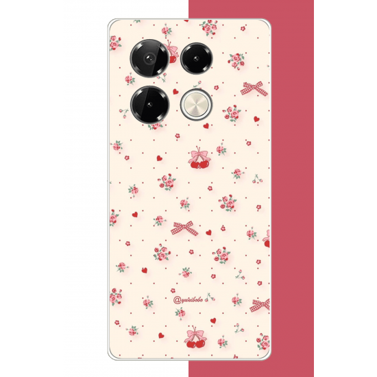 Infinix Note 40 PRO Uyumlu kırmızı kalpli pattern UV Baskılı Silikon Kılıf