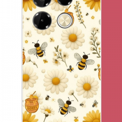 Infinix Note 40 PRO Uyumlu arılı sarı çiçek.jpeg UV Baskılı Silikon Kılıf