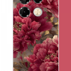 Infinix Note 40 PRO Uyumlu kırmızı çiçek UV Baskılı Silikon Kılıf