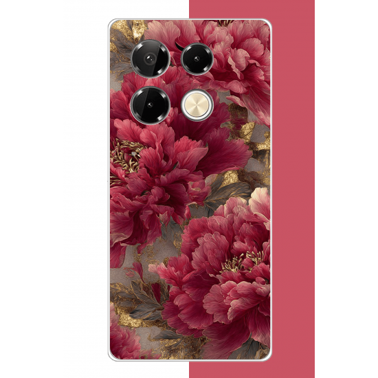 Infinix Note 40 PRO Uyumlu kırmızı çiçek UV Baskılı Silikon Kılıf