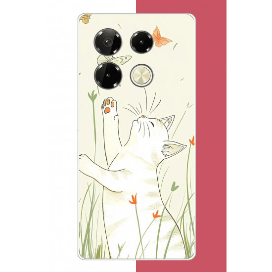 Infinix Note 40 PRO Uyumlu mutlu kedi UV Baskılı Silikon Kılıf