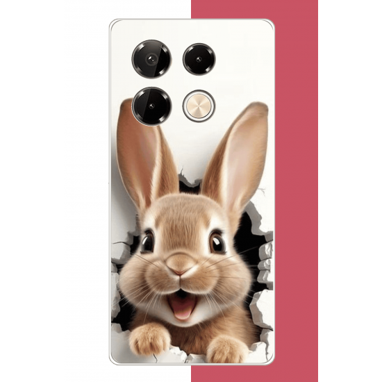 Infinix Note 40 PRO Uyumlu mutlu tavşan UV Baskılı Silikon Kılıf