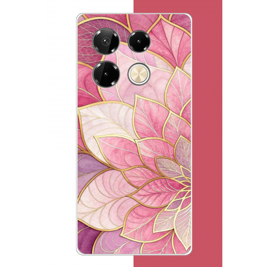Infinix Note 40 PRO Uyumlu pembe yaprak UV Baskılı Silikon Kılıf