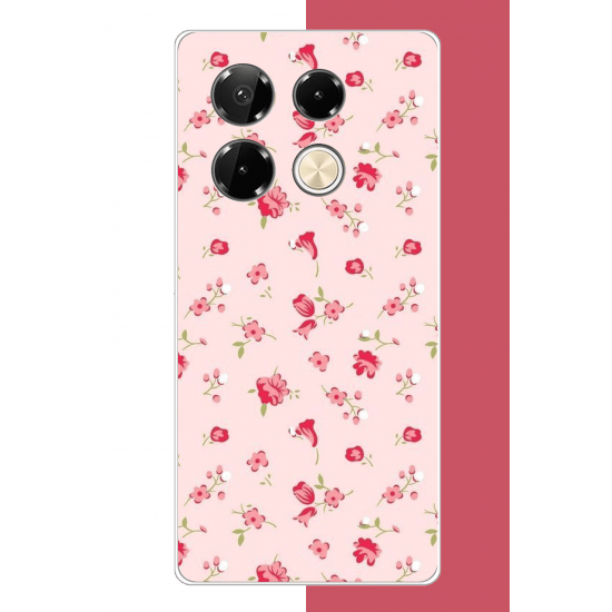 Infinix Note 40 PRO Uyumlu pembe çiçekli pattern UV Baskılı Silikon Kılıf