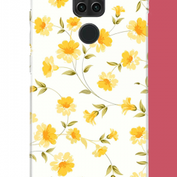 Redmi Note 9 Uyumlu sarı çiçek pattern UV Baskılı Silikon Kılıf