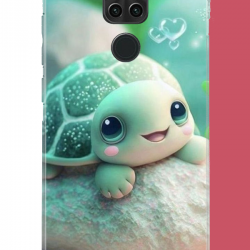 Redmi Note 9 Uyumlu sevimli kaplumbağa UV Baskılı Silikon Kılıf