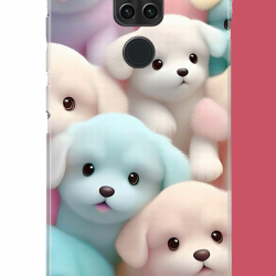 Redmi Note 9 Uyumlu sevimli renkli köpek UV Baskılı Silikon Kılıf