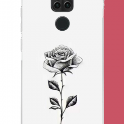 Redmi Note 9 Uyumlu siyah gül UV Baskılı Silikon Kılıf