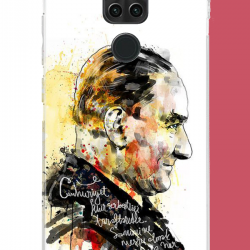 Redmi Note 9 Uyumlu sulu boya atatürk UV Baskılı Silikon Kılıf