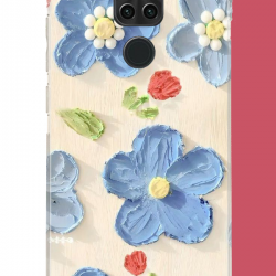 Redmi Note 9 Uyumlu tuvaldeki mavi çiçek UV Baskılı Silikon Kılıf