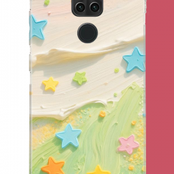 Redmi Note 9 Uyumlu tuvalde renkli yıldız UV Baskılı Silikon Kılıf