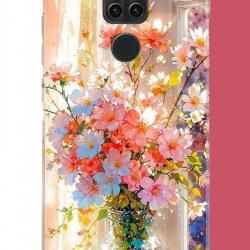 Redmi Note 9 Uyumlu vazodaki çiçek UV Baskılı Silikon Kılıf
