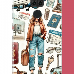 Redmi Note 9 Uyumlu vintage-travel UV Baskılı Silikon Kılıf