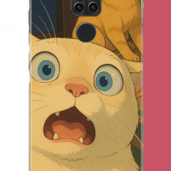 Redmi Note 9 Uyumlu şaşkın kedi UV Baskılı Silikon Kılıf