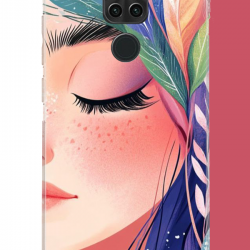 Redmi Note 9 Uyumlu renkli yaprak saçlı kız.jpeg UV Baskılı Silikon Kılıf