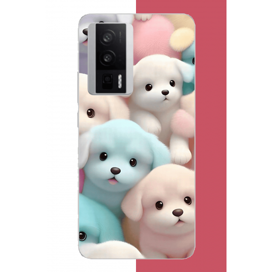 POCO F5 PRO Uyumlu sevimli renkli köpek UV Baskılı Silikon Kılıf