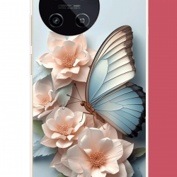 Realme 11 4G Uyumlu mavi kanatlı kelebek UV Baskılı Silikon Kılıf