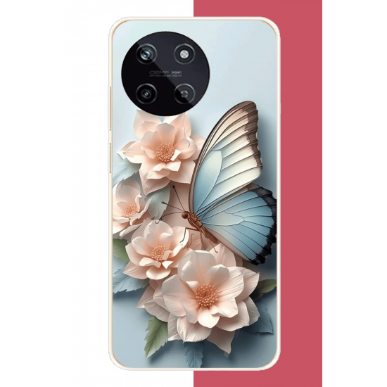 Realme 11 4G Uyumlu mavi kanatlı kelebek UV Baskılı Silikon Kılıf