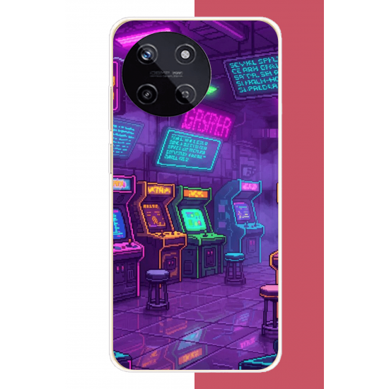 Realme 11 4G Uyumlu Cyberpunk neon arcade UV Baskılı Silikon Kılıf