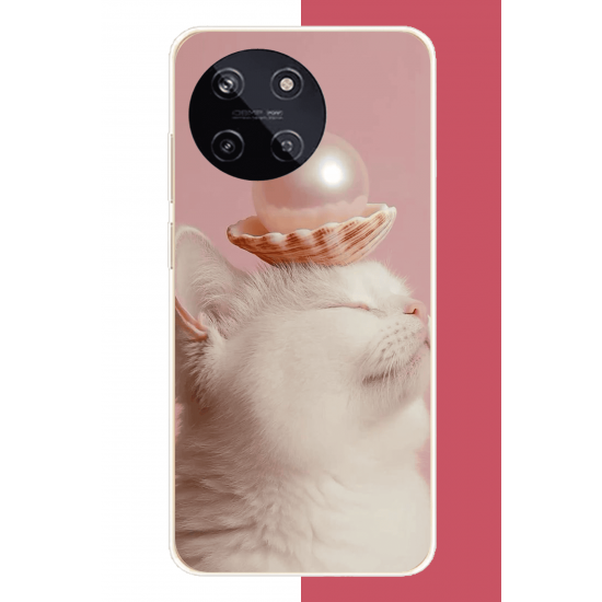Realme 11 4G Uyumlu incili kedi UV Baskılı Silikon Kılıf