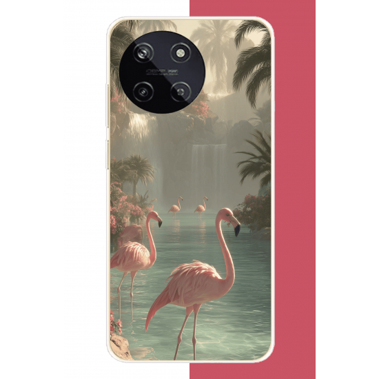 Realme 11 4G Uyumlu akarsudaki flamingo UV Baskılı Silikon Kılıf