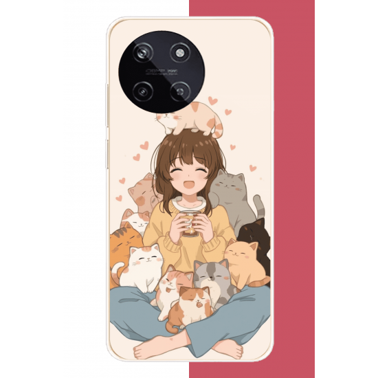 Realme 11 4G Uyumlu kawaii yavru kediler UV Baskılı Silikon Kılıf