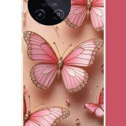 Realme 11 4G Uyumlu pembe taşlı kelebek UV Baskılı Silikon Kılıf