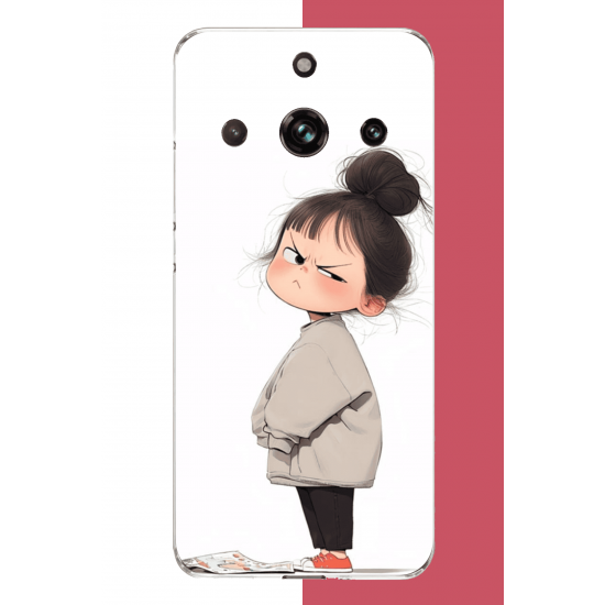 Realme 11 PRO-11 PRO PLUS Uyumlu kawaii sinirli kız UV Baskılı Silikon Kılıf