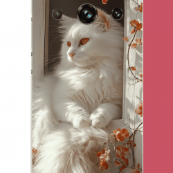 Realme 11 PRO-11 PRO PLUS Uyumlu penceredeki beyaz kedi UV Baskılı Silikon Kılıf