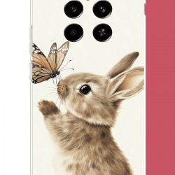 Realme 12 4G-12 Plus Uyumlu kelebekli tavşan UV Baskılı Silikon Kılıf