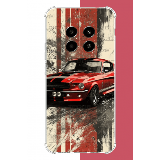 Realme 12 4G-12 Plus Uyumlu kırmızı mustang.jpeg UV Baskılı Silikon Kılıf
