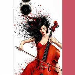Realme 12 Lite Uyumlu çello çalan kadın UV Baskılı Silikon Kılıf