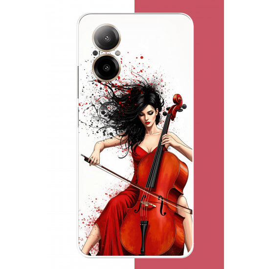 Realme 12 Lite Uyumlu çello çalan kadın UV Baskılı Silikon Kılıf