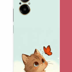 Realme 12 Lite Uyumlu minik kedi UV Baskılı Silikon Kılıf