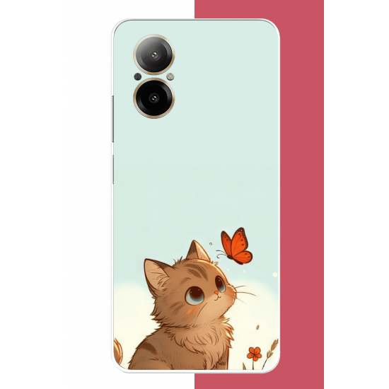 Realme 12 Lite Uyumlu minik kedi UV Baskılı Silikon Kılıf