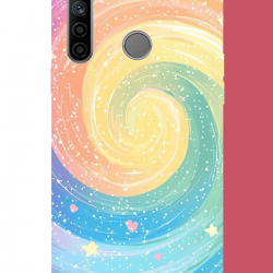 Realme 5i - 6i - C3 Uyumlu gökkuşağı girdap UV Baskılı Silikon Kılıf