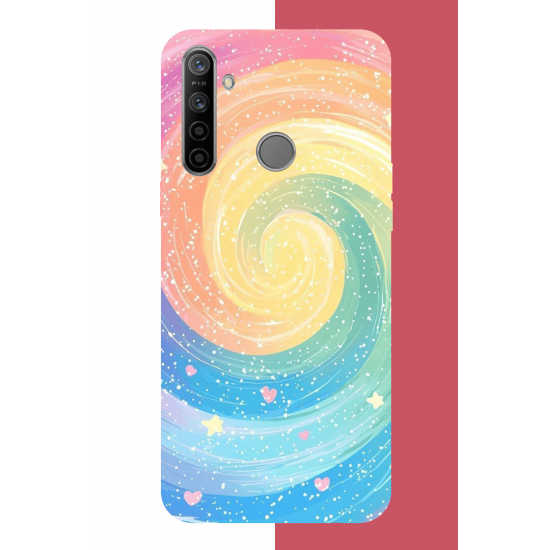 Realme 5i - 6i - C3 Uyumlu gökkuşağı girdap UV Baskılı Silikon Kılıf