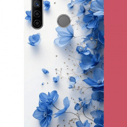 Realme 5i - 6i - C3 Uyumlu mavi çiçek2 UV Baskılı Silikon Kılıf