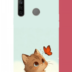 Realme 5i - 6i - C3 Uyumlu minik kedi UV Baskılı Silikon Kılıf