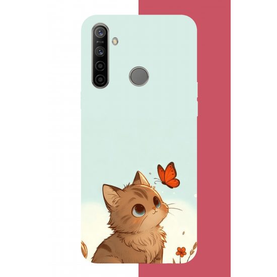 Realme 5i - 6i - C3 Uyumlu minik kedi UV Baskılı Silikon Kılıf