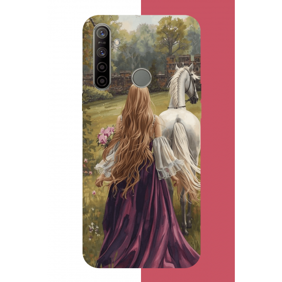 Realme 5i - 6i - C3 Uyumlu mor elbiseli kadın UV Baskılı Silikon Kılıf