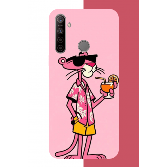 Realme 5i - 6i - C3 Uyumlu pembe panter 1 UV Baskılı Silikon Kılıf