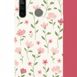 Realme 5i - 6i - C3 Uyumlu pembe çiçekli pattern1 UV Baskılı Silikon Kılıf