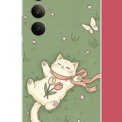 Realme C75 Uyumlu fularlı kedi UV Baskılı Silikon Kılıf