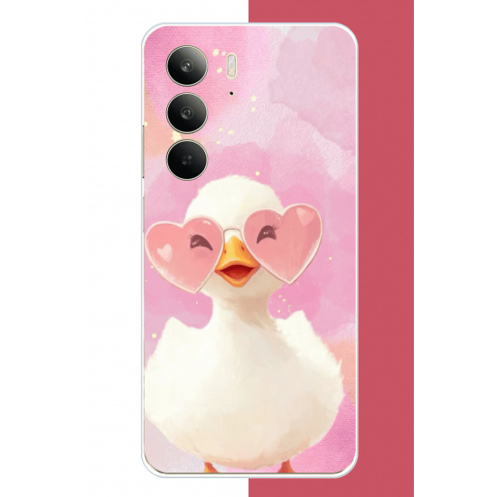 Realme C75 Uyumlu gözlüklü yavru ördek UV Baskılı Silikon Kılıf