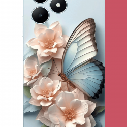 Realme Note 50 Uyumlu mavi kanatlı kelebek UV Baskılı Silikon Kılıf