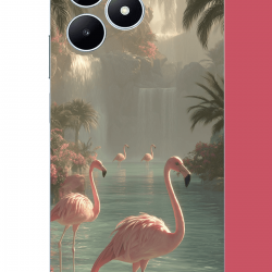 Realme Note 50 Uyumlu akarsudaki flamingo UV Baskılı Silikon Kılıf