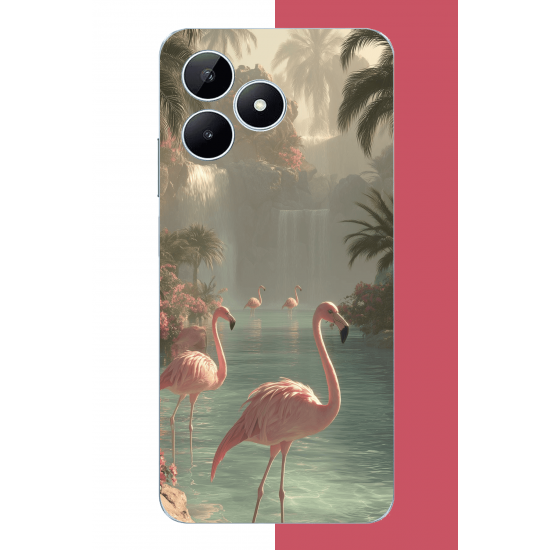 Realme Note 50 Uyumlu akarsudaki flamingo UV Baskılı Silikon Kılıf