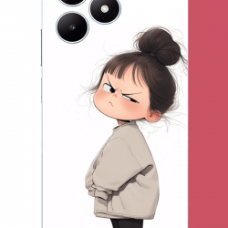 Realme Note 50 Uyumlu kawaii sinirli kız UV Baskılı Silikon Kılıf