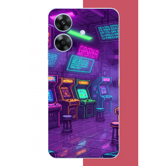 Realme Note 60 Uyumlu Cyberpunk neon arcade UV Baskılı Silikon Kılıf